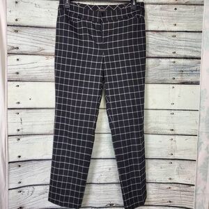 Ann Taylor Factory Black White Windowpane Plaid Dress Pants Size 8